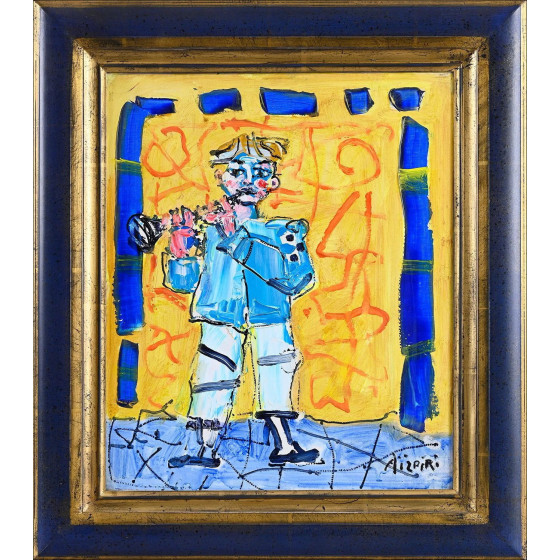 Paul Aïzpiri, Enfant à la clarinette, huile sur toile signée 46x38cm