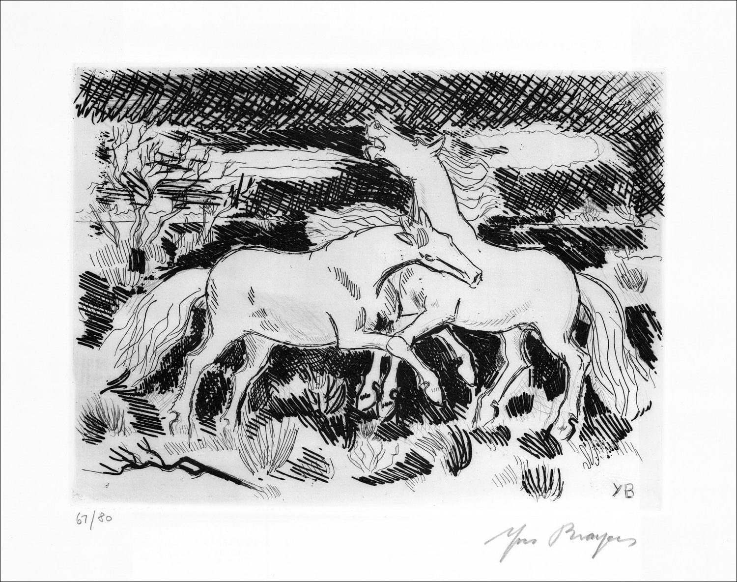 Comprar Yves Brayer Original Grabado Caballos Fucking 1954