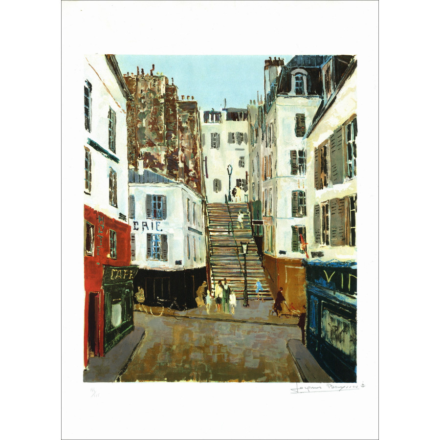 Jacques Bouyssou - París, Montmartre, calle Lepic | Litografía