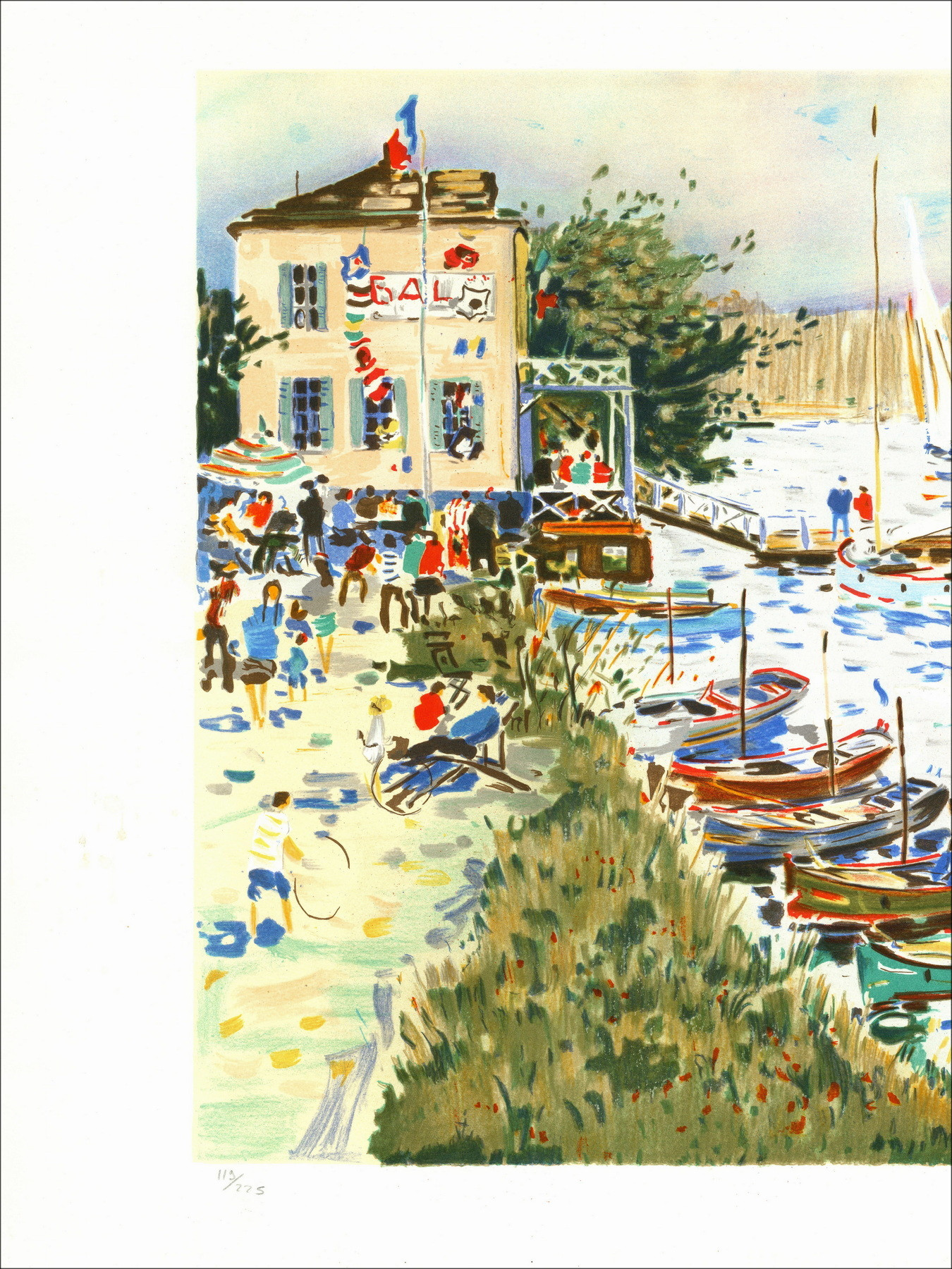 Jacques Bouyssou – Bateaux, régate en bord de Seine | Lithographie