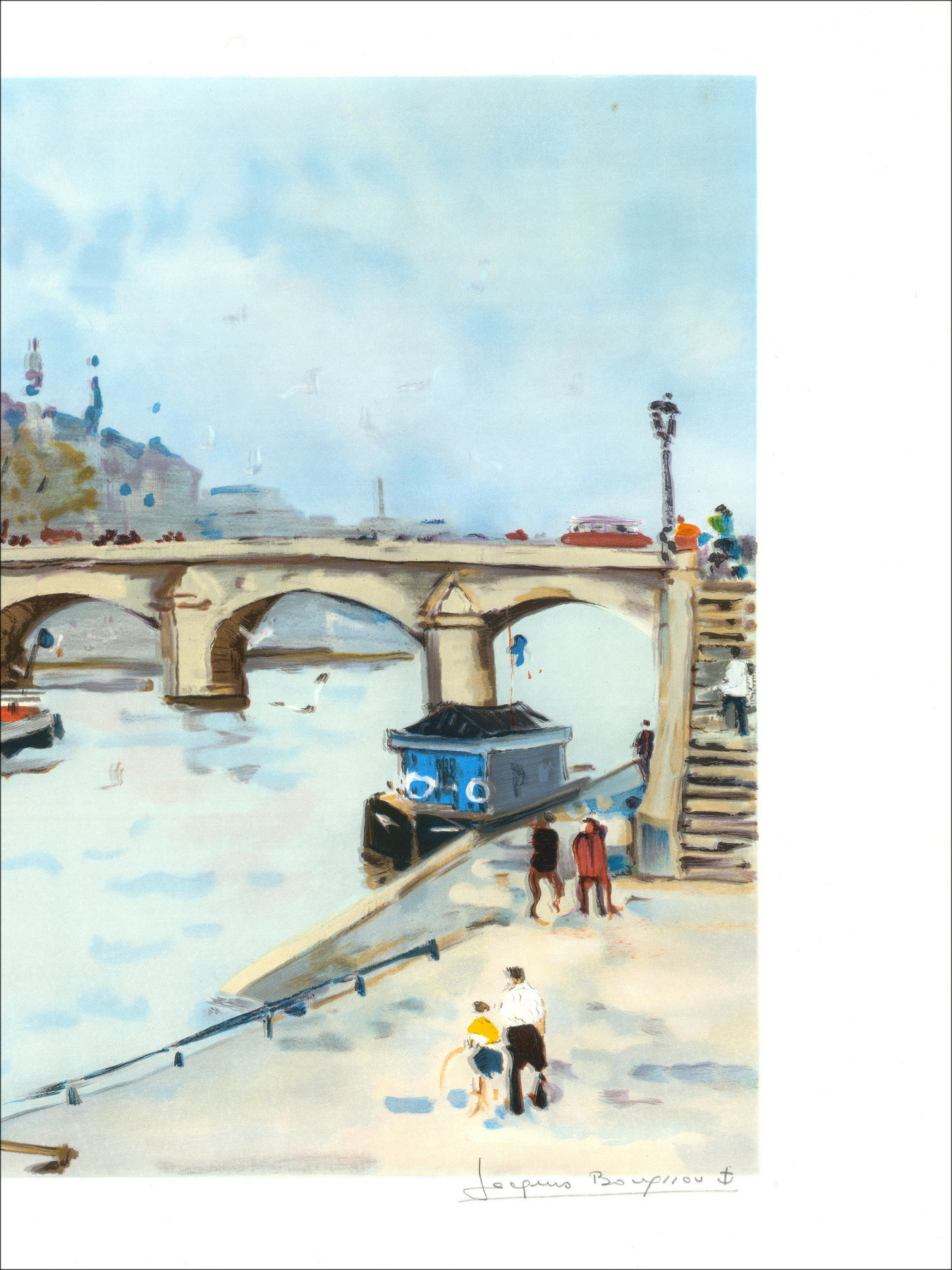 Jacques Bouyssou - Paris, Seineufer, Pont Royal | Lithographie