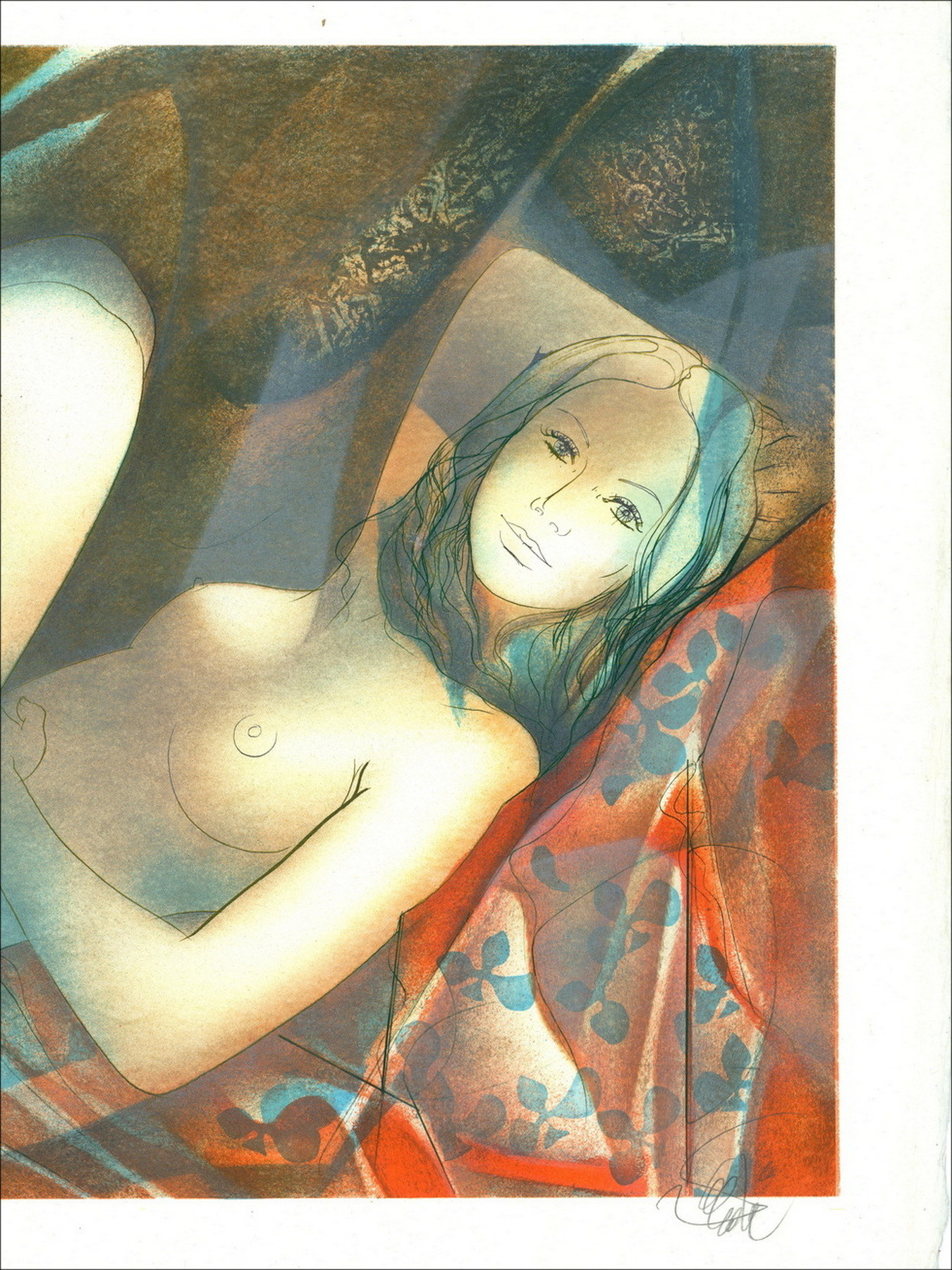 Jean-Baptiste Valadié - Reclining Nude | Original Lithograph