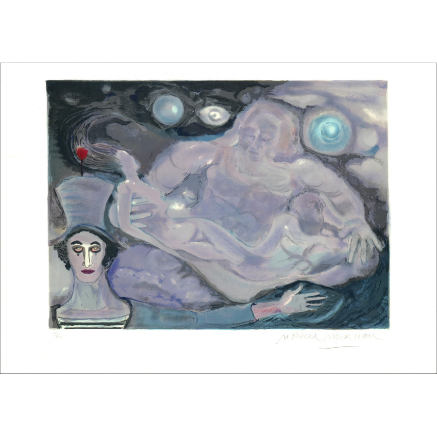 MARCEAU Marcel - Original-Lithographie "BIP und die Schaffung der Welt" 54x75cm - 1981