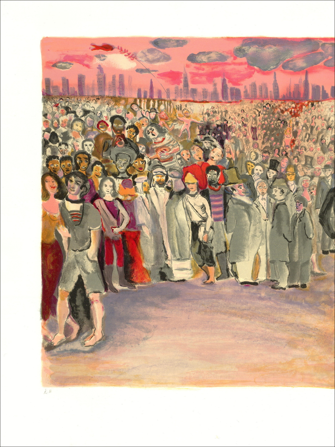 Marcel Marceau – Bip et la foule circa 1981 | Lithographie