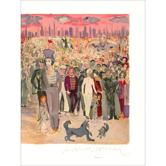 Marcel Marceau - Bip and the crowd circa 1981 | Lithograph