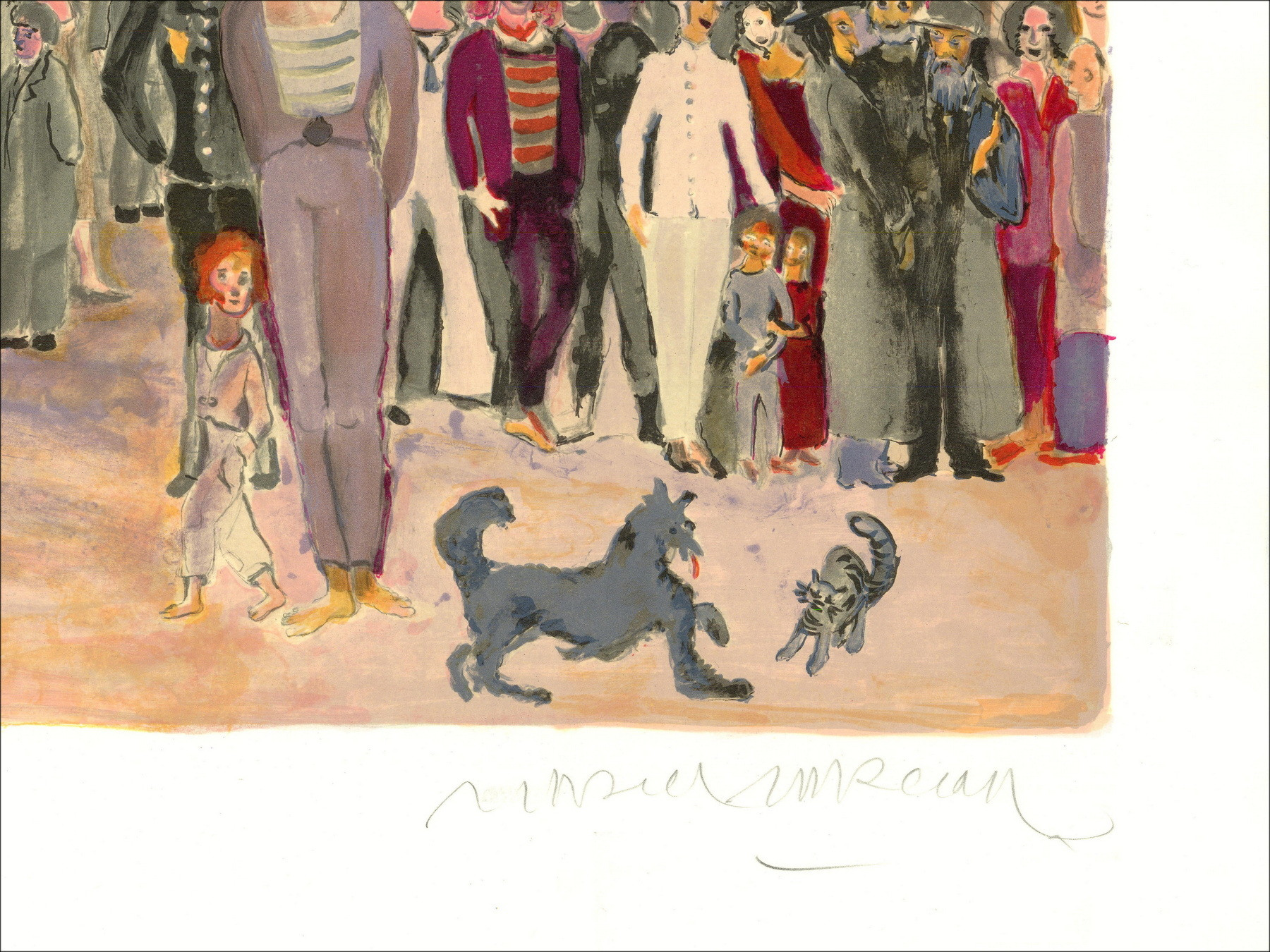 Marcel Marceau - Bip und die Menschenmenge ca. 1981 | Lithografie