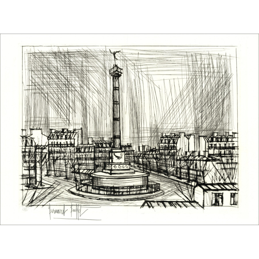 Bernard Buffet, Parijs, Place de la Bastille 1970, originele gravure