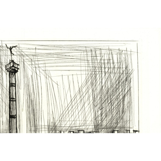 Bernard Buffet, Parigi, Place de la Bastille 1970, incisione originale