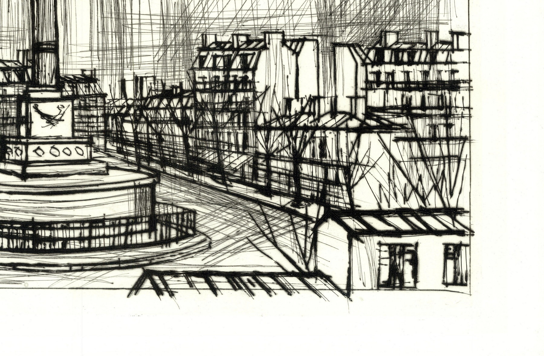 Bernard Buffet, Parigi, Place de la Bastille 1970, incisione originale