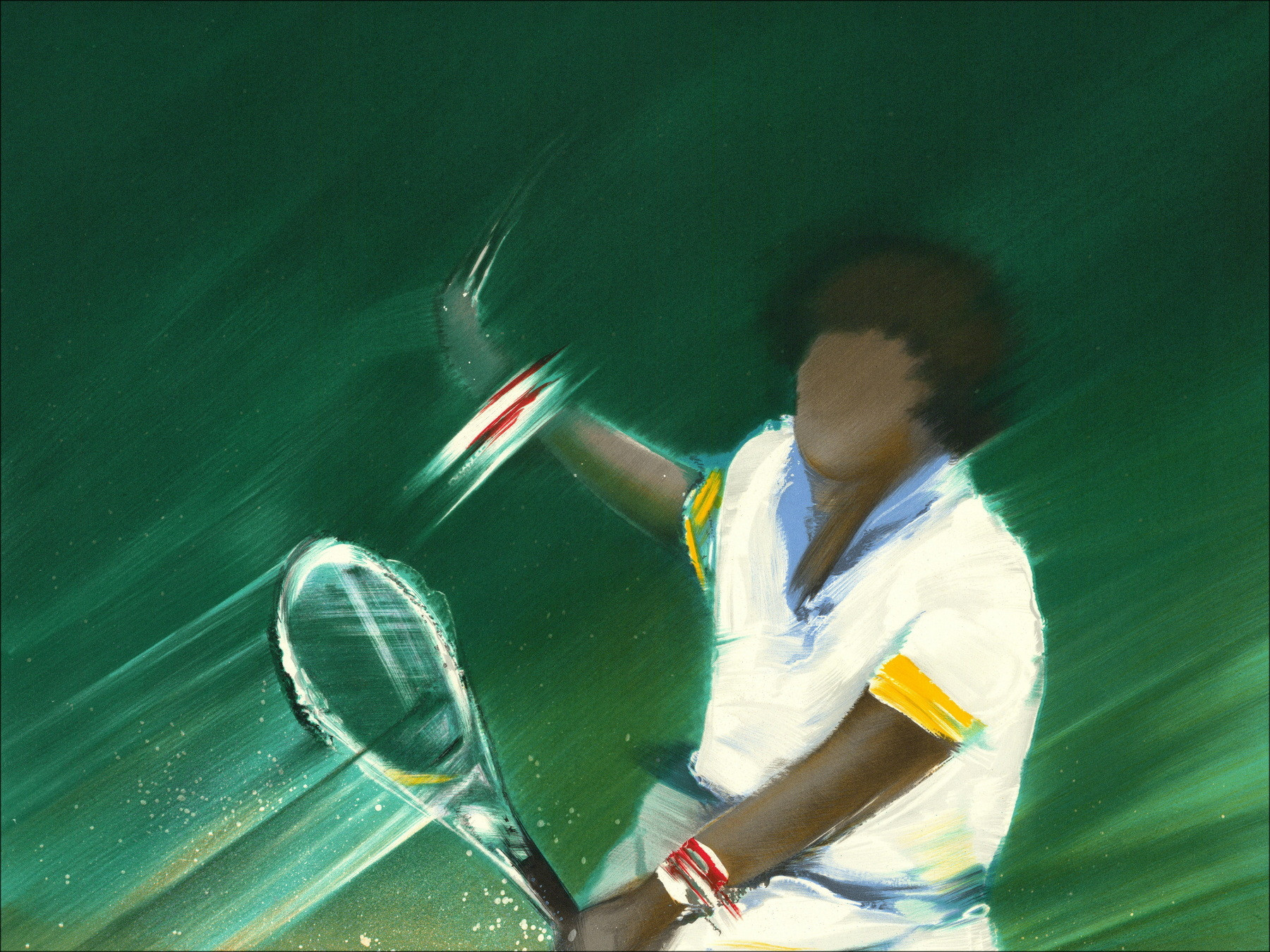 Victor Spahn, El jugador de tenis, litografía original