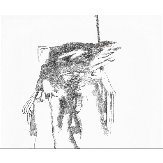 RUSTIN Jean - Disegno originale ad inchiostro "Personaggio sulla sedia" 37x31cm - 1974