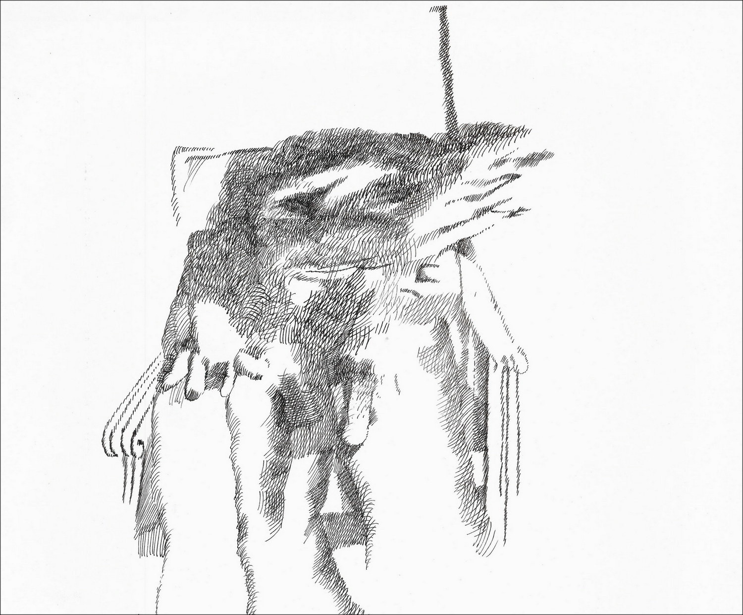 Jean Rustin | Originele tekening 1974, Persoon in een stoel, inkt