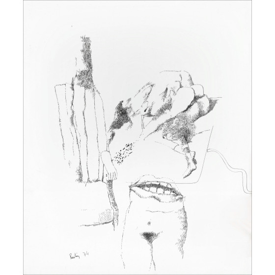 Jean Rustin | Disegno originale del 1974, Composizione con corpi frammentati