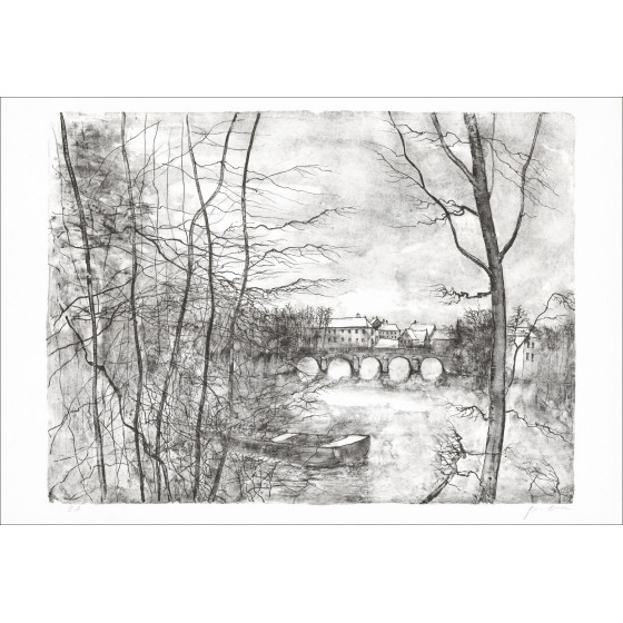 Bernard Gantner, Der Teich, Original-Lithografie aus Japan.