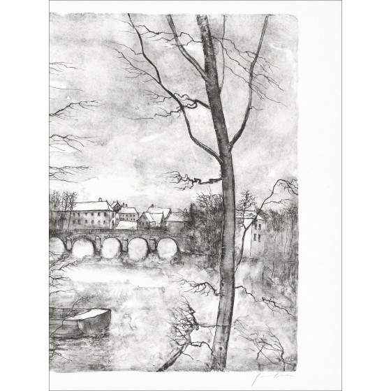 Bernard Gantner, Der Teich, Original-Lithografie aus Japan.