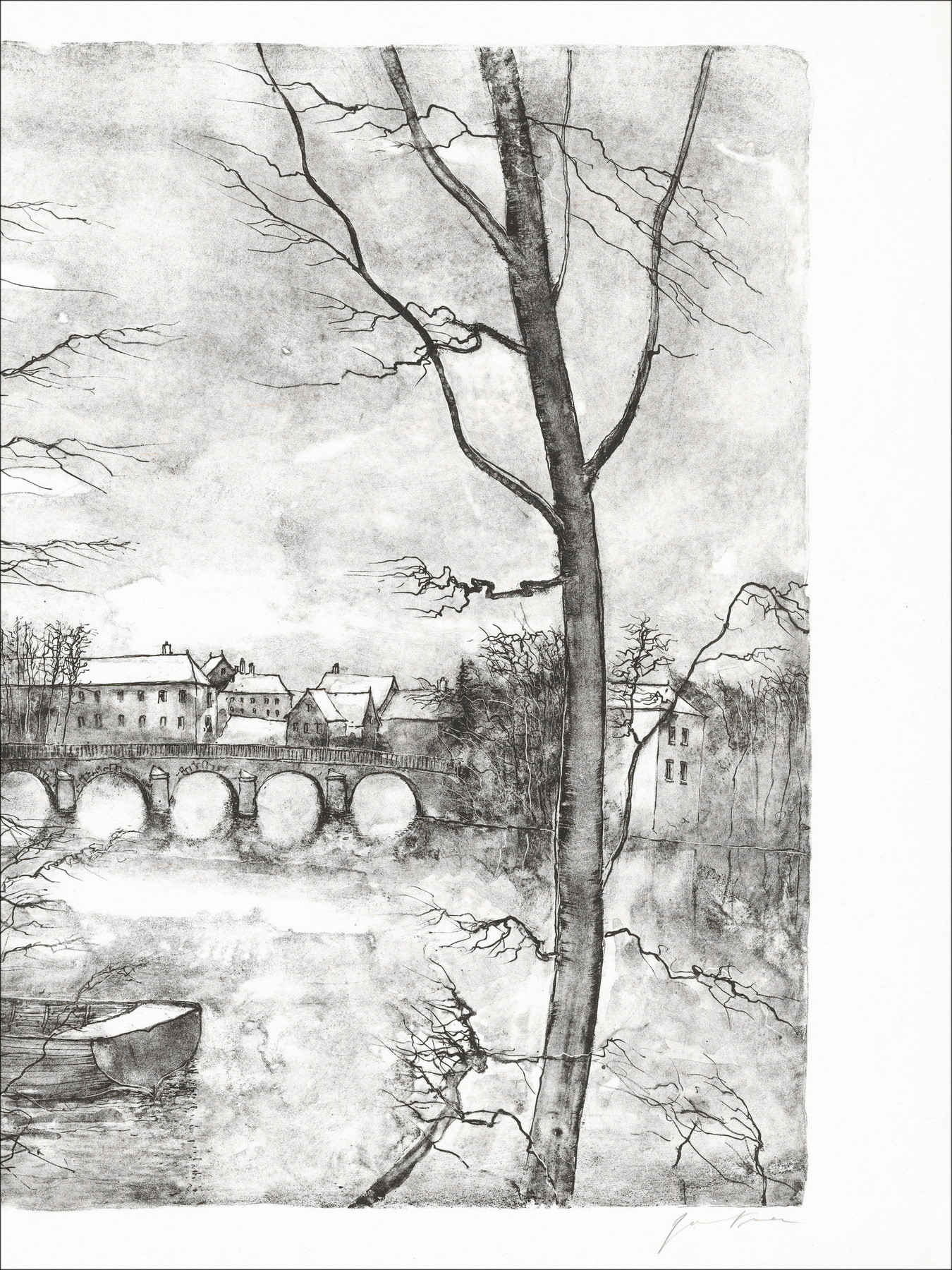Bernard Gantner, Der Teich, Original-Lithografie aus Japan.