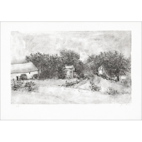 Bernard Gantner, Aldea del bosque, litografía original