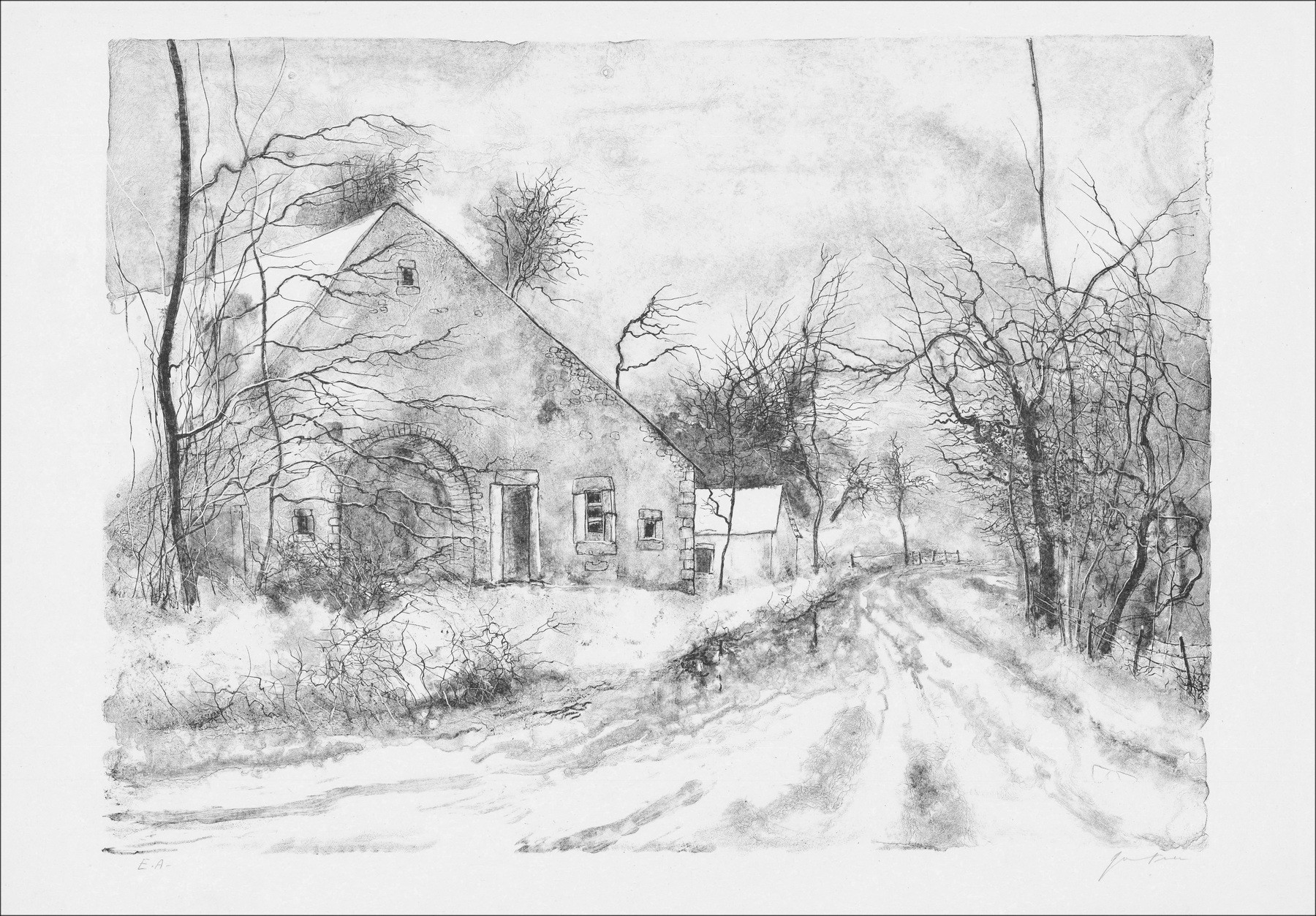 Bernard Gantner, Forest Hamlet, original lithograph