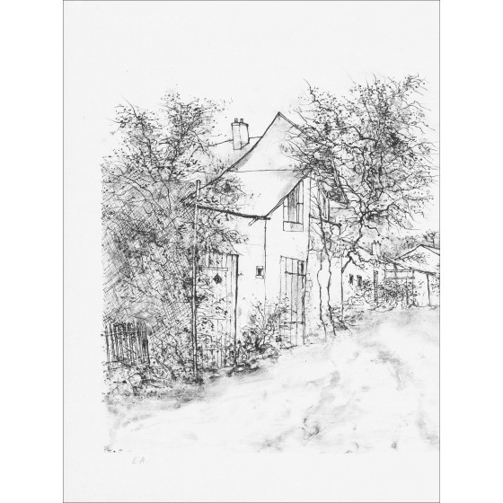 Bernard Gantner, Villaggio tranquillo, litografia originale