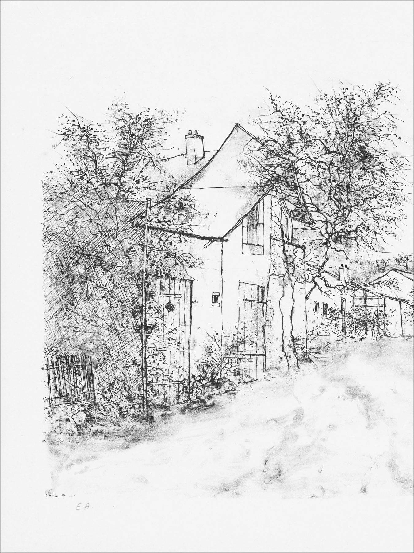 Bernard Gantner, Peaceful village, original lithograph
