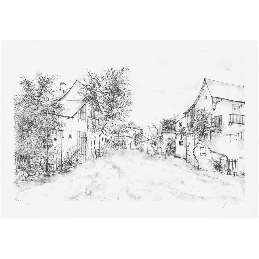 Bernard Gantner, Villaggio tranquillo, litografia originale
