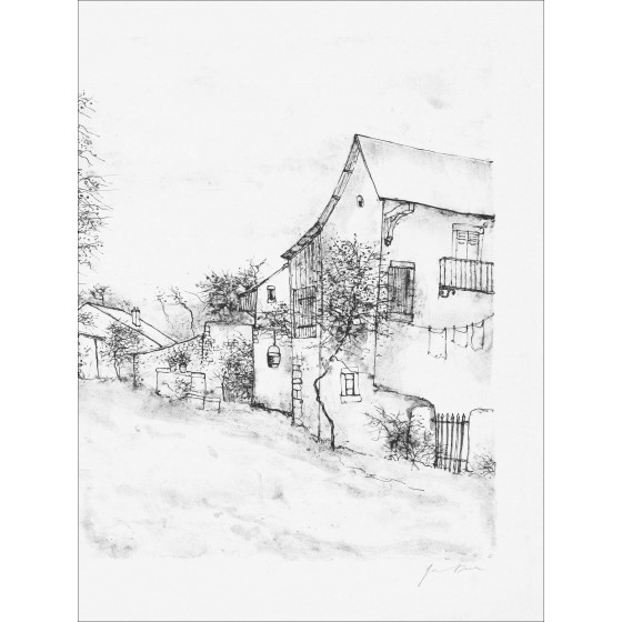 Bernard Gantner, Peaceful village, original lithograph