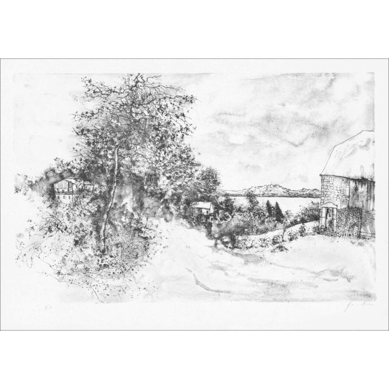 Bernard Gantner, Entre les lacs, lithographie originale
