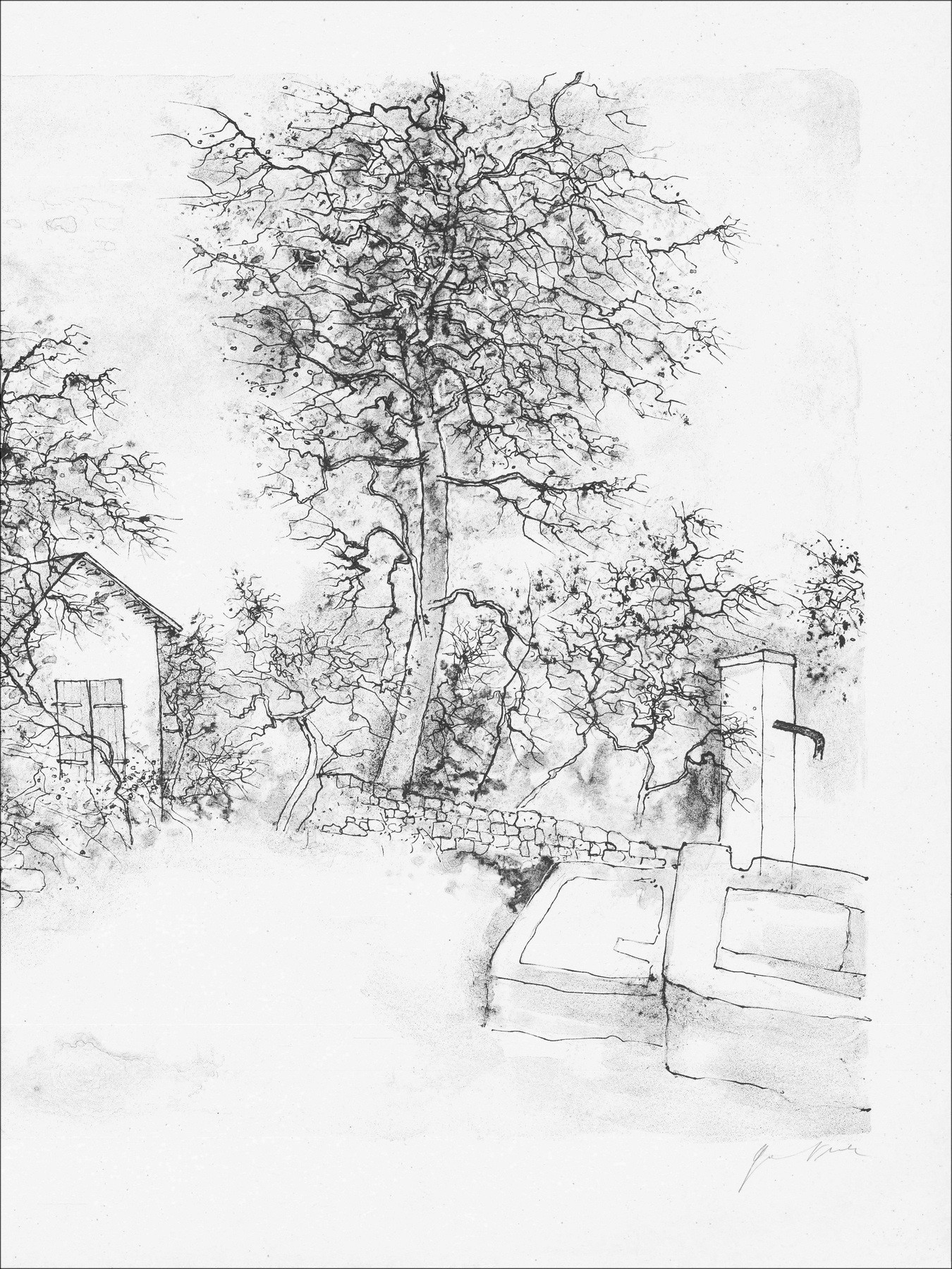 Bernard Gantner, La fontaine, lithographie originale