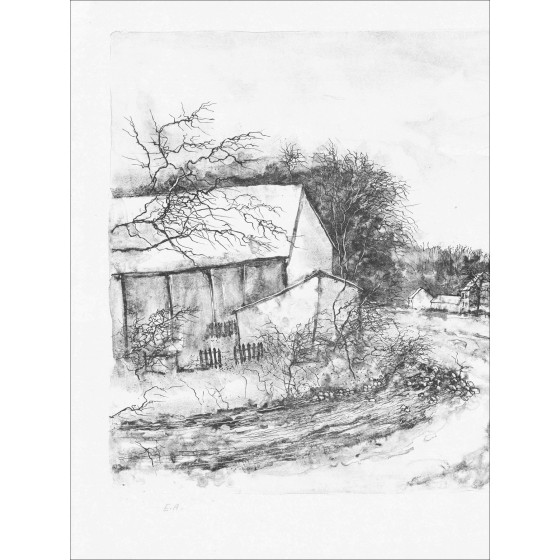 Bernard Gantner, Village Road, original lithograph