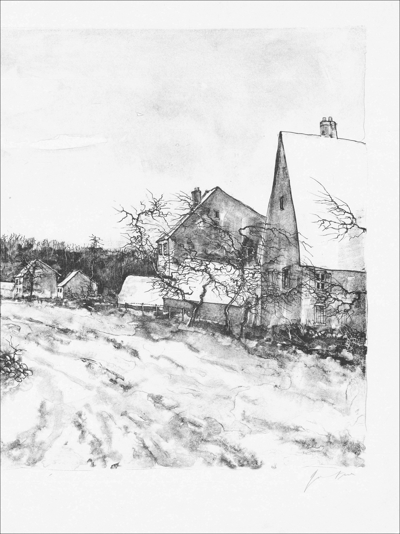 Bernard Gantner, Route del villaggio, litografia originale
