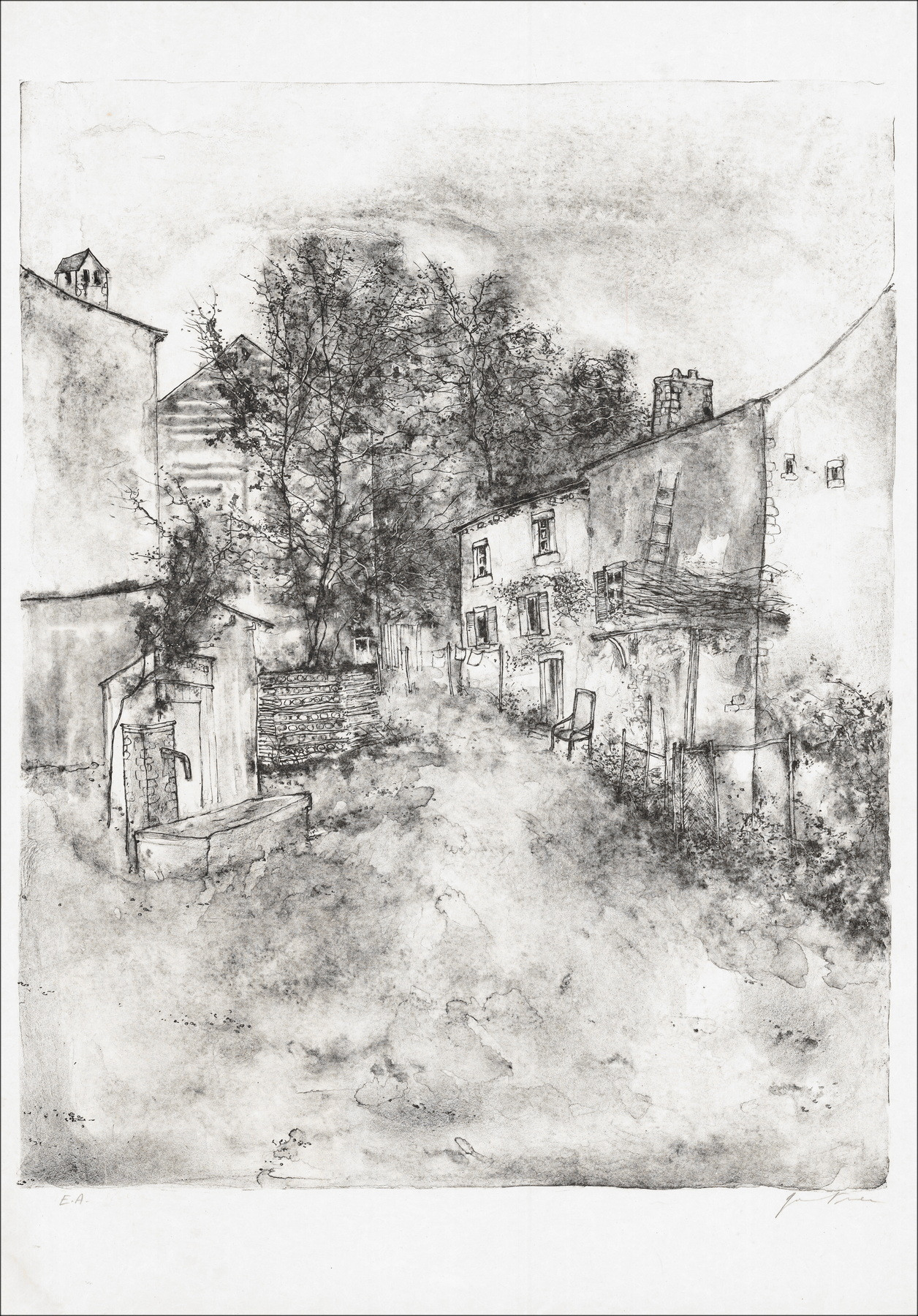 Bernard Gantner, La fontaine, lithographie originale