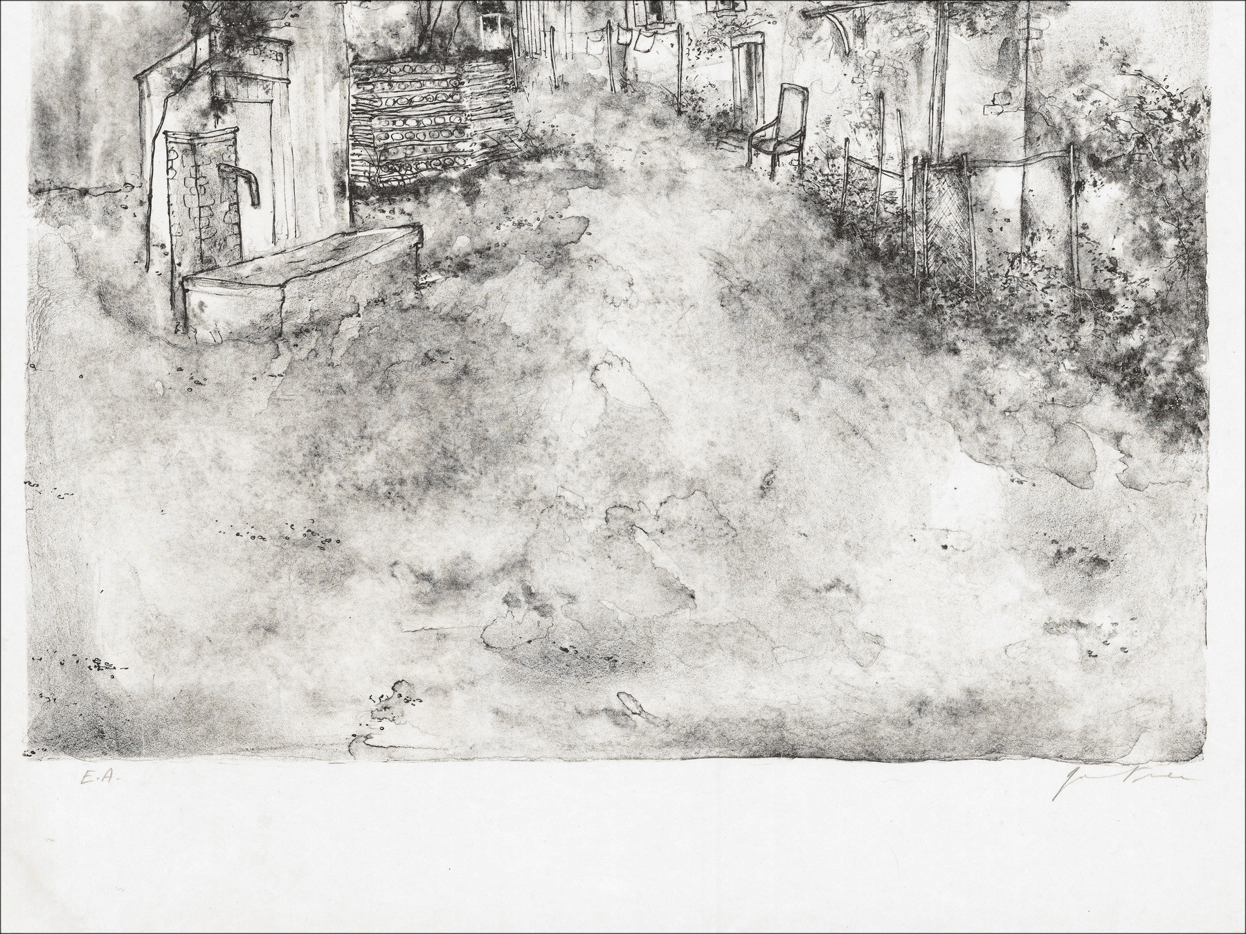 Bernard Gantner, La fontana, litografia originale