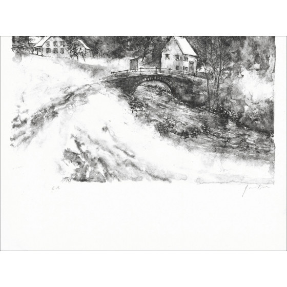 Bernard Gantner, The bridge, original lithograph