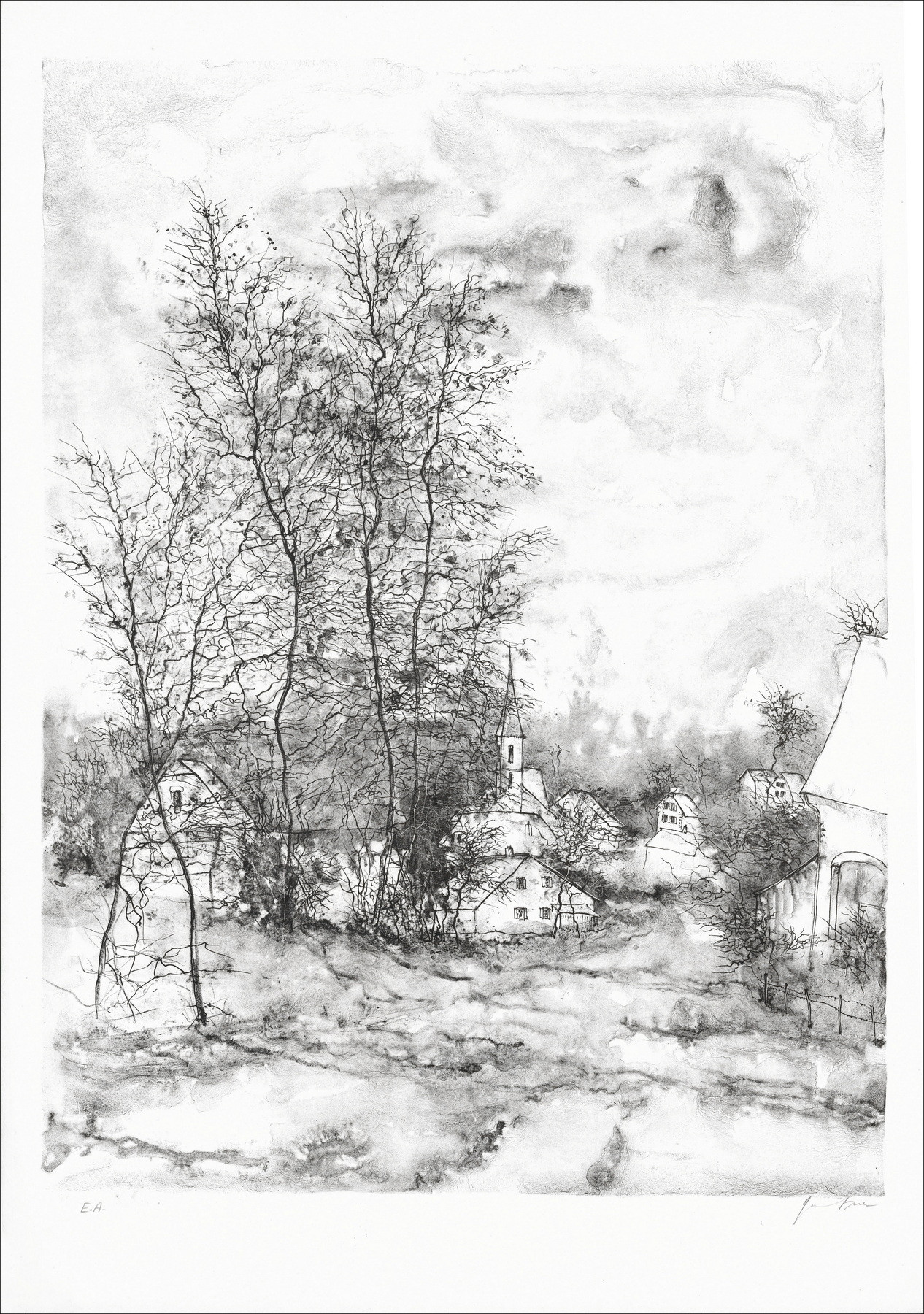 Bernard Gantner, La chiesa, litografia originale