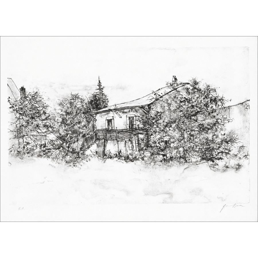 Bernard Gantner, Casa en el balcón, litografía original