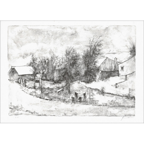 Bernard Gantner, De winterbeek, originele lithografie