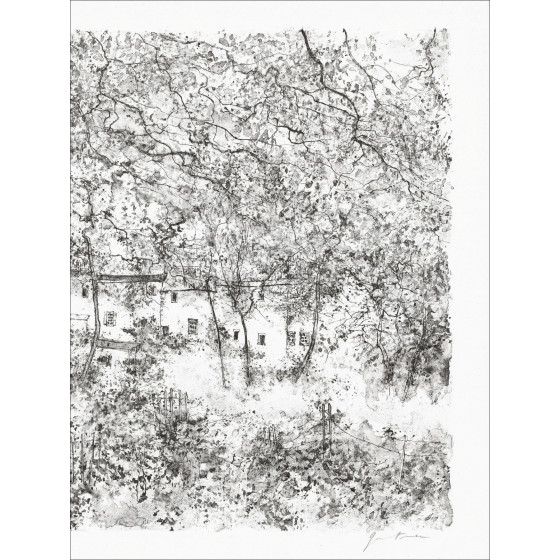 Bernard Gantner, View of the village, original lithograph