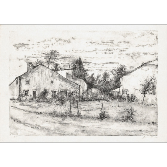 Bernard Gantner, In Front of the Houses, original lithograph