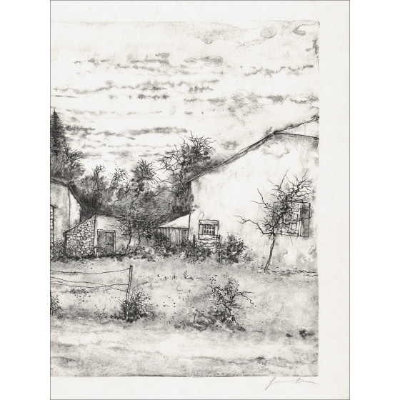 Bernard Gantner, Voor de huizen, originele lithografie