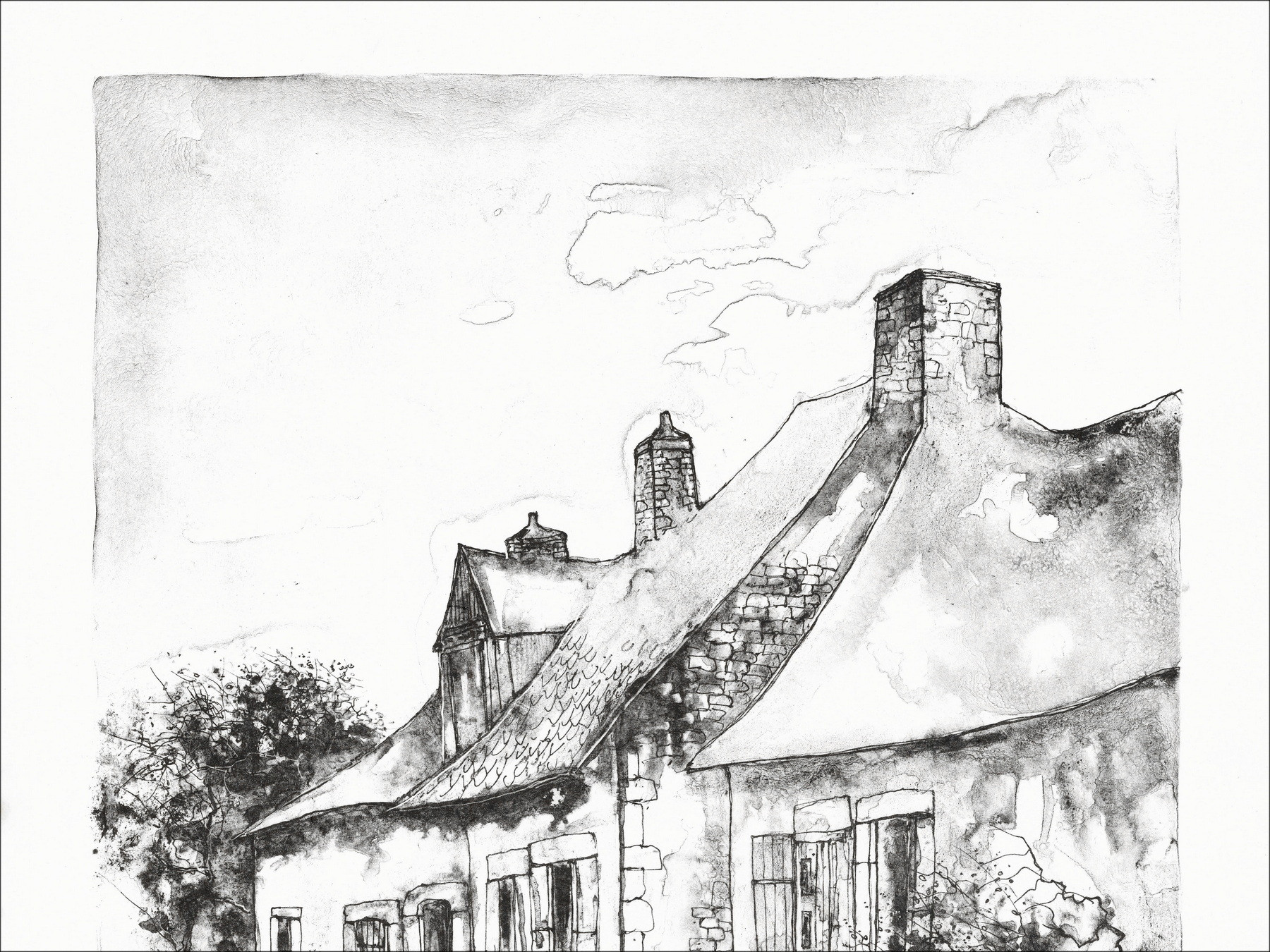 Bernard Gantner, Entrée des maisons, lithographie originale
