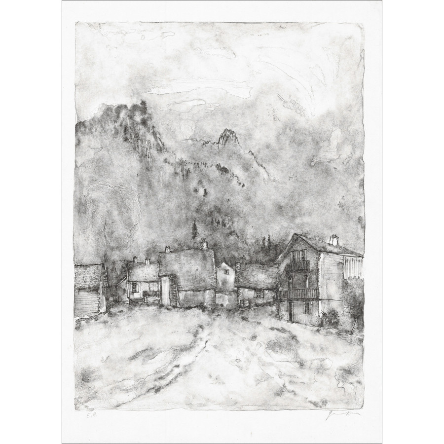 Bernard Gantner, Casas de montaña, litografía original