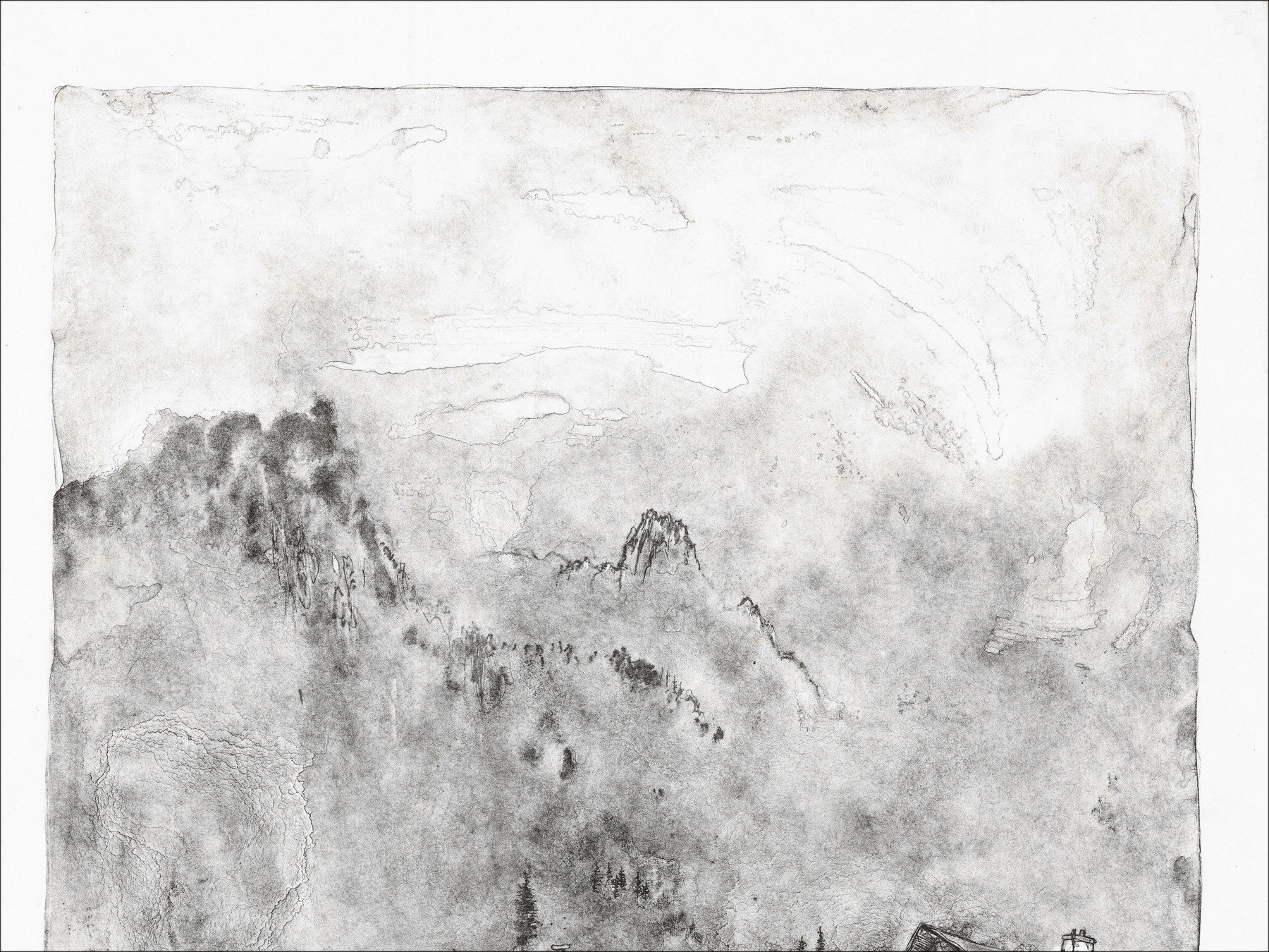 Bernard Gantner, Maisons de montagne, lithographie originale