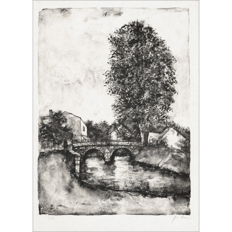 Bernard Gantner, The Stone Bridge, original lithograph