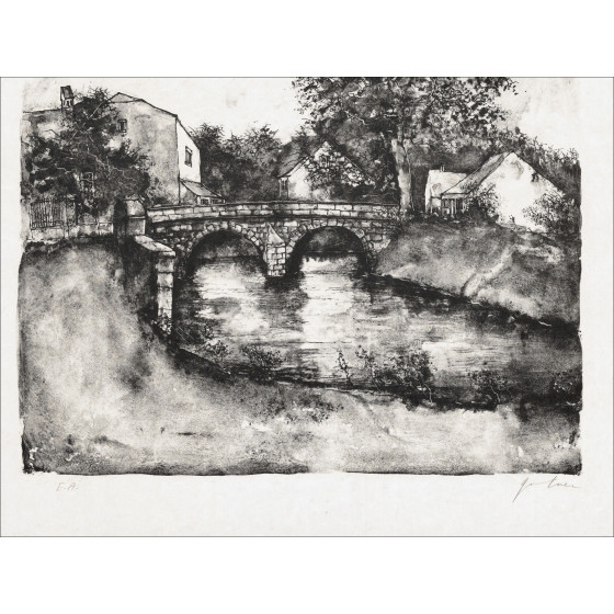 Bernard Gantner, Die Steinbrücke, Original-Lithografie