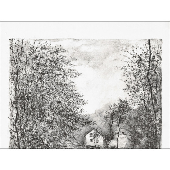 Bernard Gantner, Strada lungo il ruscello, litografia originale