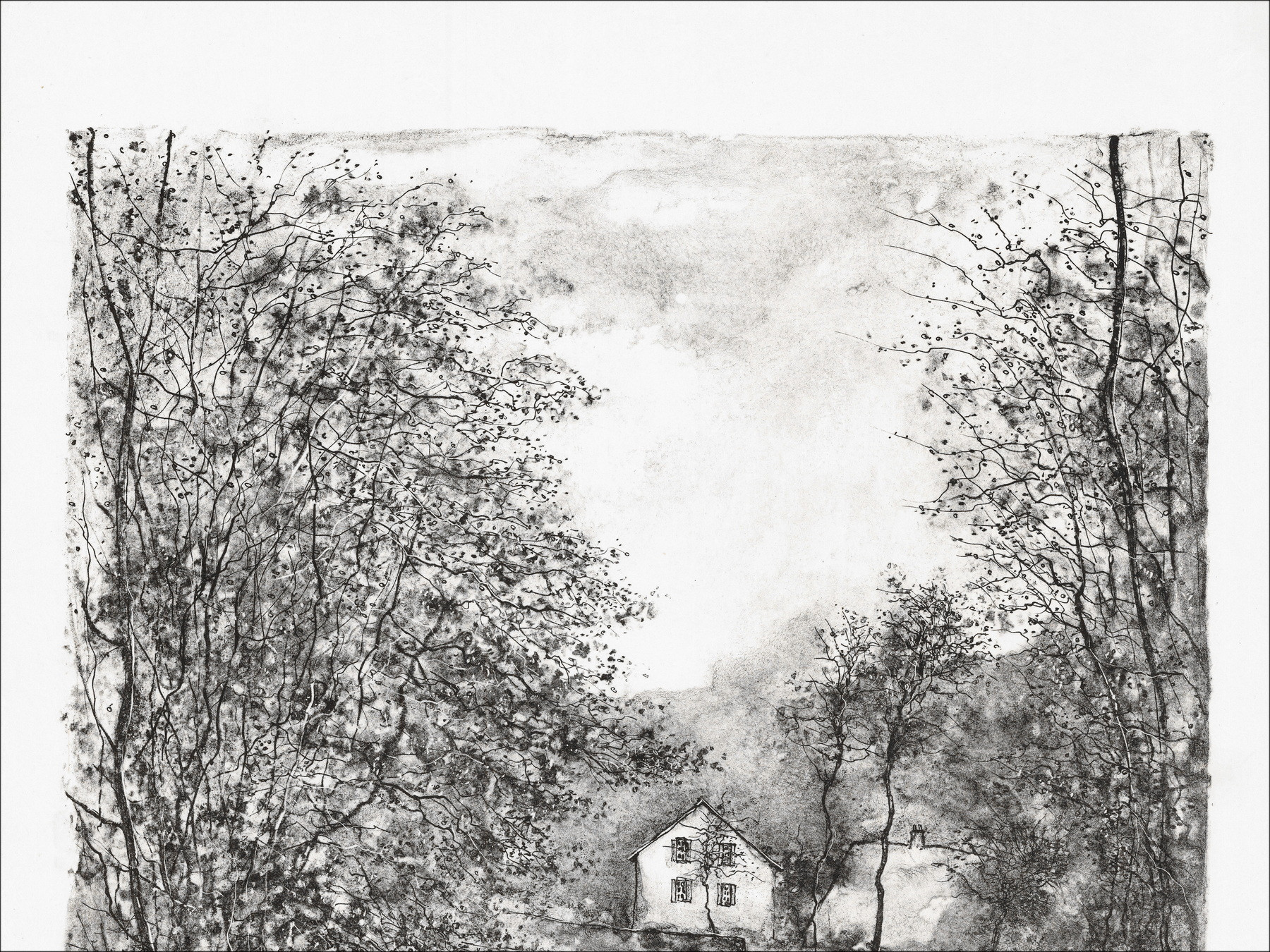 Bernard Gantner, Camino junto al arroyo, litografía original