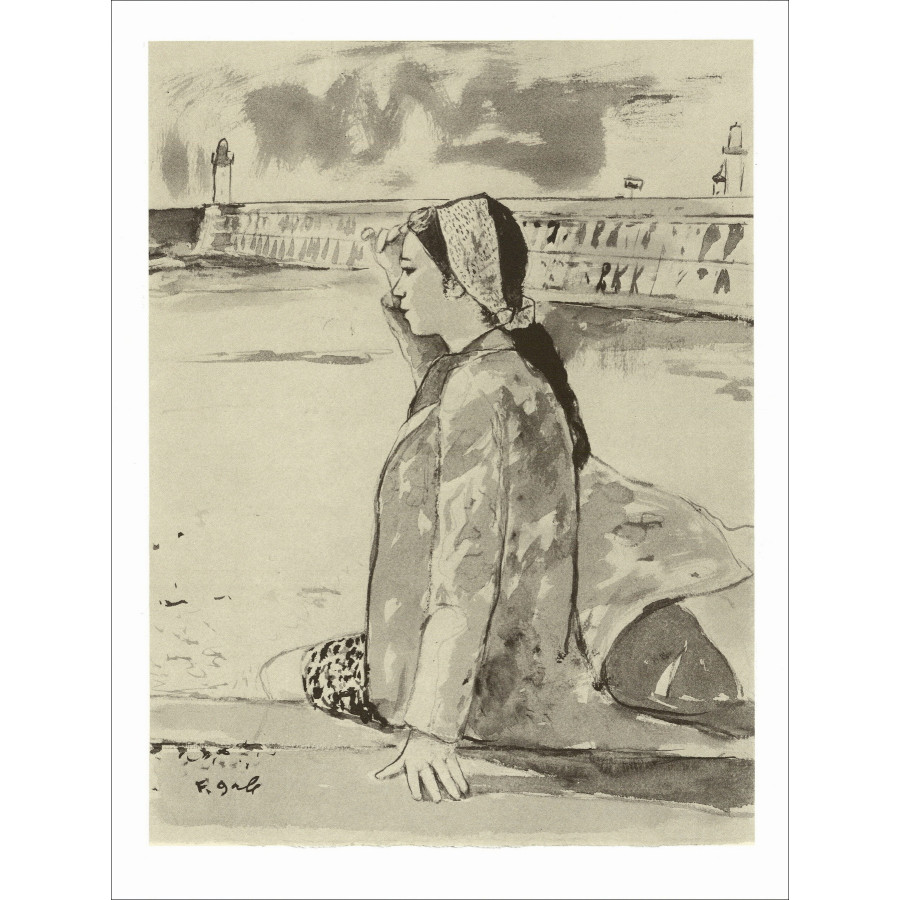 François Gall, Femme sur la jetée circa 1971, lithographie