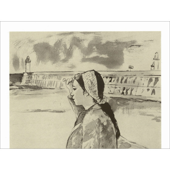 François Gall, Femme sur la jetée circa 1971, lithographie