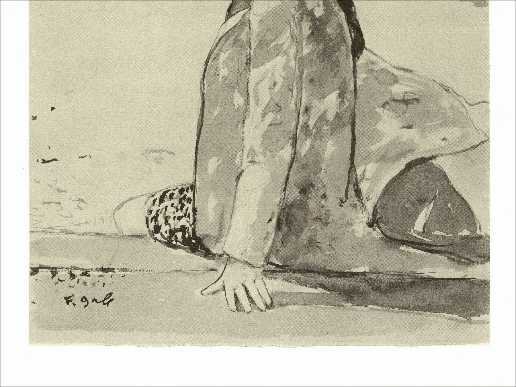 François Gall, Femme sur la jetée circa 1971, lithographie