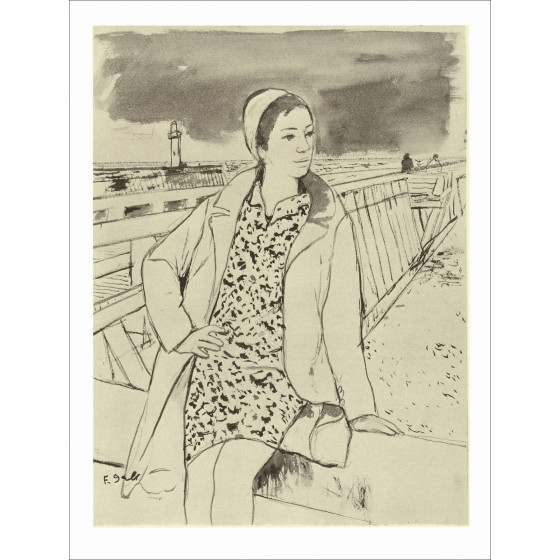 François Gall, Woman on the Pier 1971, original lithograph